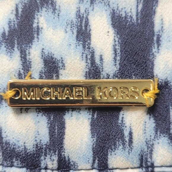 Michael by Micheal Kors Medium Blue and white sleeveless blouse with tie - Picture 5 of 8